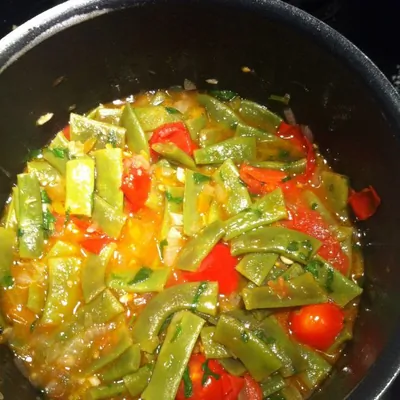 Рагу из свежей зеленой фасоли