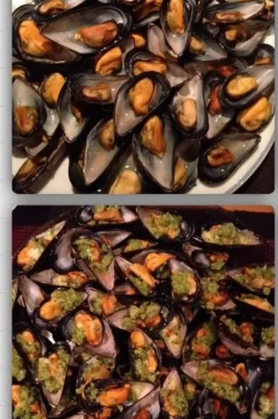 Мидии с чесночной заправкой