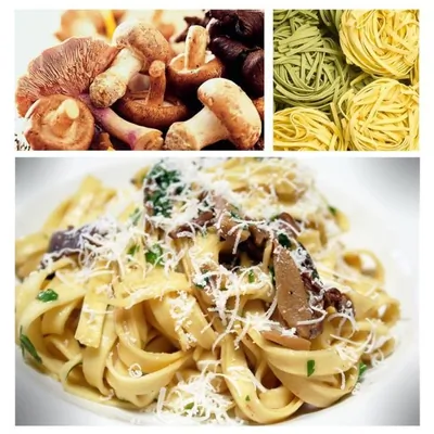 Тальятелле с грибами и лимоном