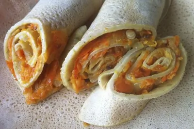 Блины соленые с морковной начинкой