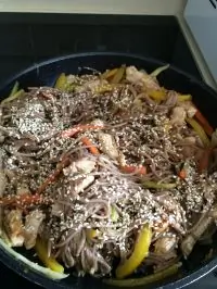 Соба с индейкой и овощами