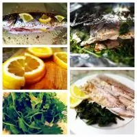 Запеченный сибас с травами и шпинатом