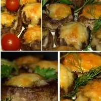 Грибы, запеченные с сыром и зеленым луком