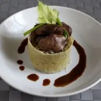 Куриная печень с шафрановым ризотто