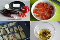 Теплый салат из баклажанов и болгарского перца с фетой