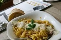 Паста карбонара с копченой грудинкой