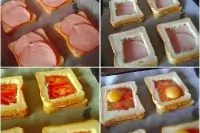 Печеные бутерброды с ветчиной, помидорами и яйцами