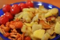 Жареный картофель с опятами