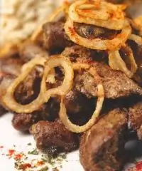 Жареная куриная печенка с луком и специями