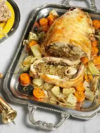 Рулет из индейки с бараниной, картошкой и морковью