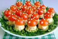 Овощная закуска с ветчиной и яйцами «Мухомор»