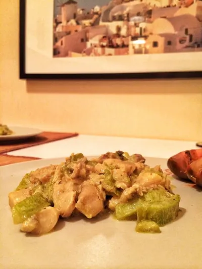 Рагу из кабачков и грибов с кефиром