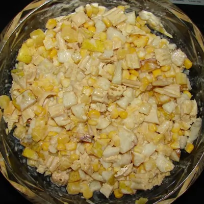 Салат с тыквой, грушей и фучжу