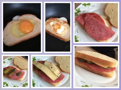 Запеченные бутерброды с ветчиной, помидорами и яйцами