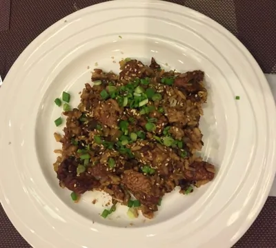 Чесночный рис с соевым соусом