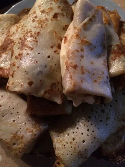 Блины тонкие на кипятке и молоке