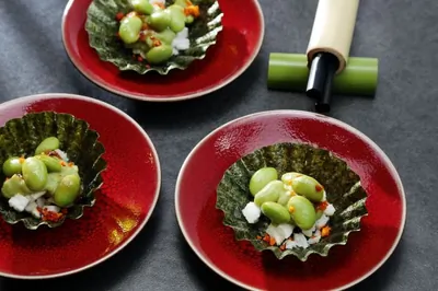 Эдамаме с бобовым кремом