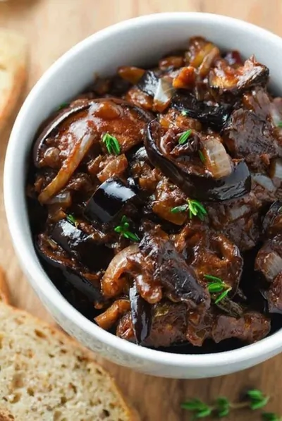 Рагу из баклажанов под кисло-сладким соусом (Капонатина)