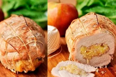 Рулет из свинины с яблоками