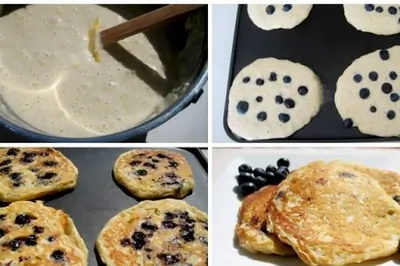 Оладьи из овсянки и черники