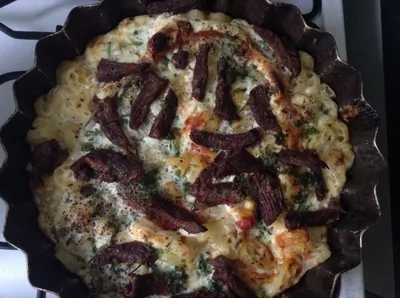 Запеканка с макаронами и говядиной