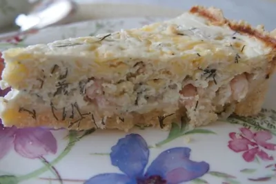 Сырный пирог с креветками