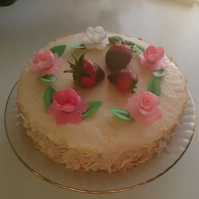 Бисквитный торт с творожно-фруктовым кремом