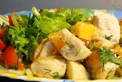 Курица с тыквой и шампиньонами в сметане