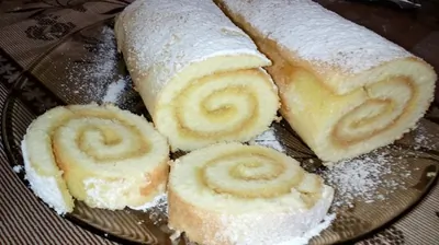 Бисквитный лимонный рулет