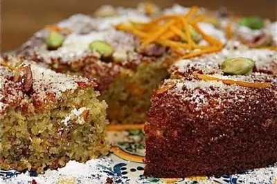 Апельсиново-фисташковый пирог на манке