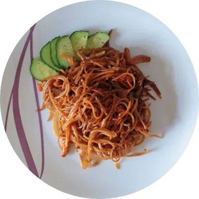 Фунчоза (стеклянная лапша) с овощами по корейски