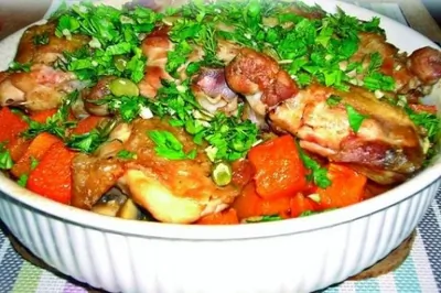 Курица, запеченная с тыквой