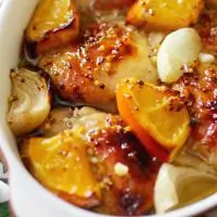 Курица в медово-горчичном маринаде с апельсинами