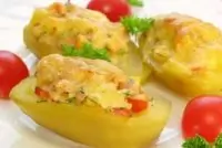 Фаршированный картофель c копченым мясом