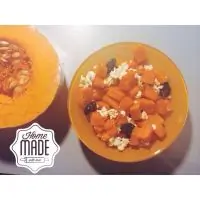 Тушеная тыква с творогом и сухофруктами