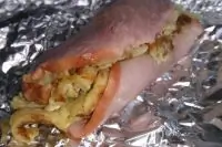 Рулетики с ветчиной и картофельными блинчиками
