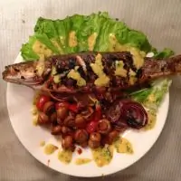 Сибас в гриле с овощами терияки