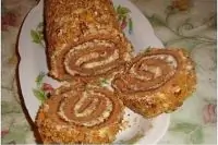 Быстрый рулет из сгущенки с начинкой