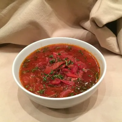 Борщ с уткой и грибами