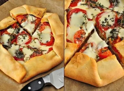 Деревенская галета с помидорами, моцареллой и тимьяном