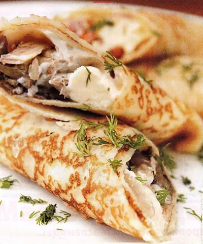 Блинчики с курицей и сыром