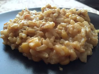 Ризотто с красным вином и кукурузой