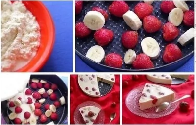 Творожно-фруктовый десерт со свежей клубникой