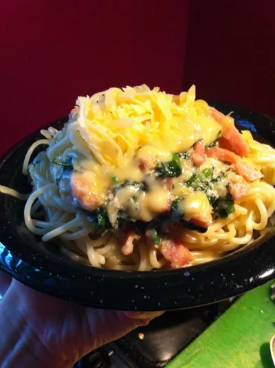 Макароны с ветчиной и цукини