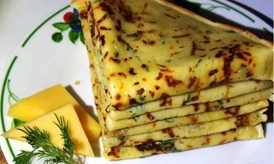 Сырные блины с укропом