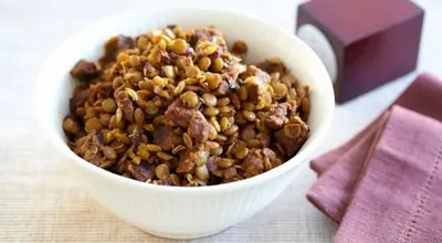 Баранина в маринаде с чечевицей