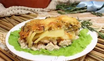 Куриное филе в духовке под картофелем