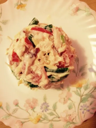 Салат с ветчиной и стручковой фасолью