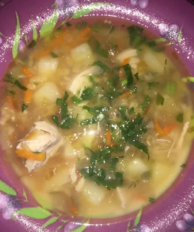 Рассольник по деревенски с курицей