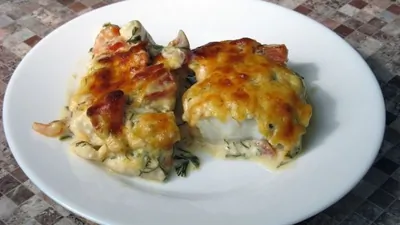 Рыба по гречески с сыром
